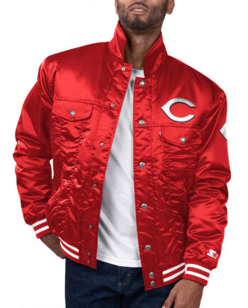 Cincinnati Reds Red Silver Tab Trucker Jacket - Modajacket