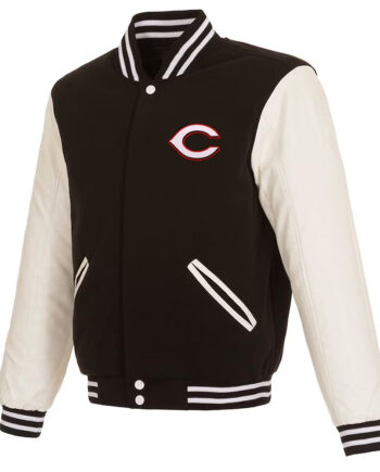 Cincinnati Reds Black and White Varsity Jacket - Modajacket