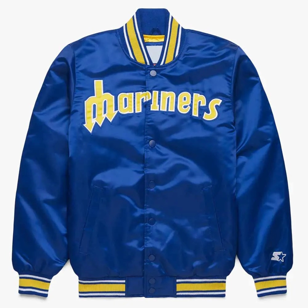 Seattle Mariners Classic Royal Satin Jacket 1 Seattle Mariners Classic Royal Satin Jacket - Modajacket