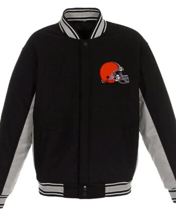 Cleveland Browns Varsity Black and Gray Wool Jacket - Modajacket