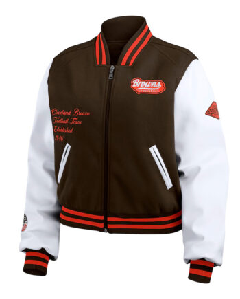 Brown/White Cleveland Browns Varsity Full-Zip Jacket - Modajacket
