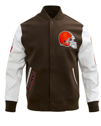 Cleveland Browns Classic Brown and White Varsity Jacket - Modajacket