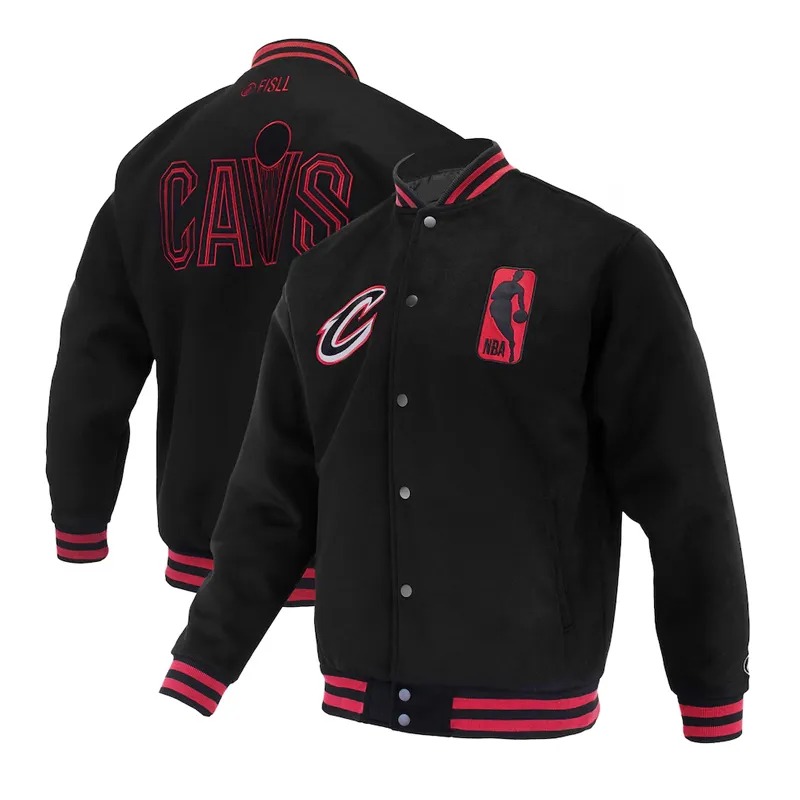 Cleveland Cavaliers Logoman Shadow Black Varsity Jacket 3 Cleveland Cavaliers Logoman Shadow Black Varsity Jacket