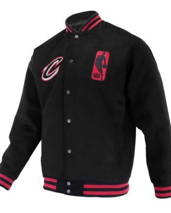 Cleveland Cavaliers Logoman Shadow Black Varsity Jacket - Modajacket