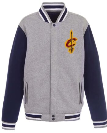 Cleveland Cavaliers Varsity Jacket Navy Blue Gray - Modajacket