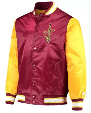 Burgundy Gold Cleveland Cavaliers Varsity Satin Jacket - Modajacket
