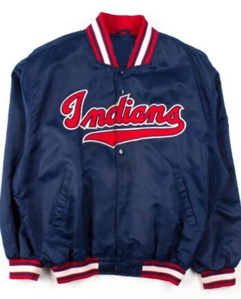 Blue Cleveland Indians Starter Satin Jacket - Modajacket