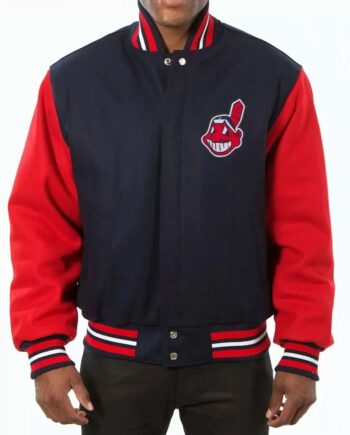 Varsity Cleveland Indians Red and Navy Blue Jacket - Modajacket