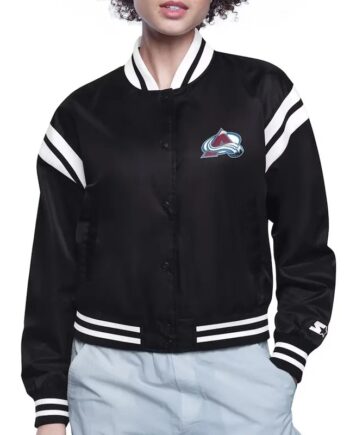 Colorado Avalanche Printed Logo Varsity Satin Jacket - Modajacket