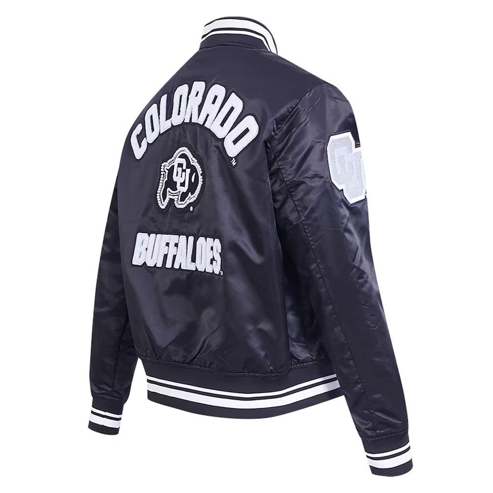 Colorado Buffaloes Pearl Navy Satin Jacket 3 Colorado Buffaloes Pearl Navy Satin Jacket
