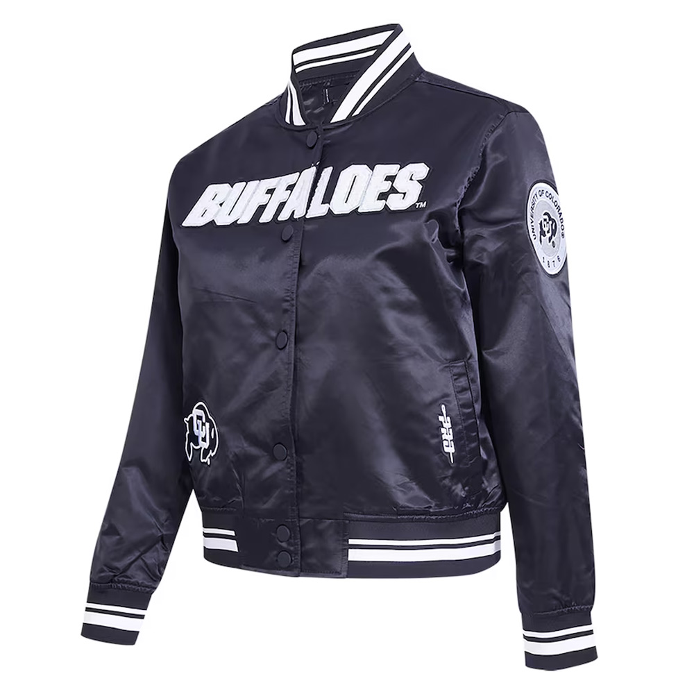 Colorado Buffaloes Pearl Navy Satin Jacket 2 Colorado Buffaloes Pearl Navy Satin Jacket