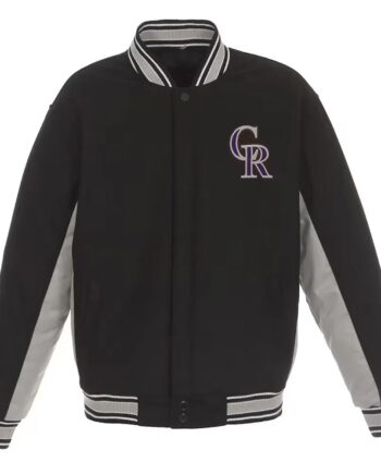 Colorado Rockies Accent Gray and Black Varsity Wool Jacket - Modajacket