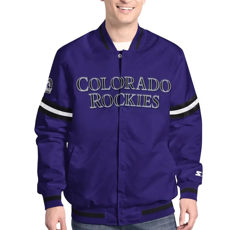 Colorado Rockies Scout Varsity Satin Jacket 1 Colorado Rockies Scout Varsity Satin Jacket - Modajacket