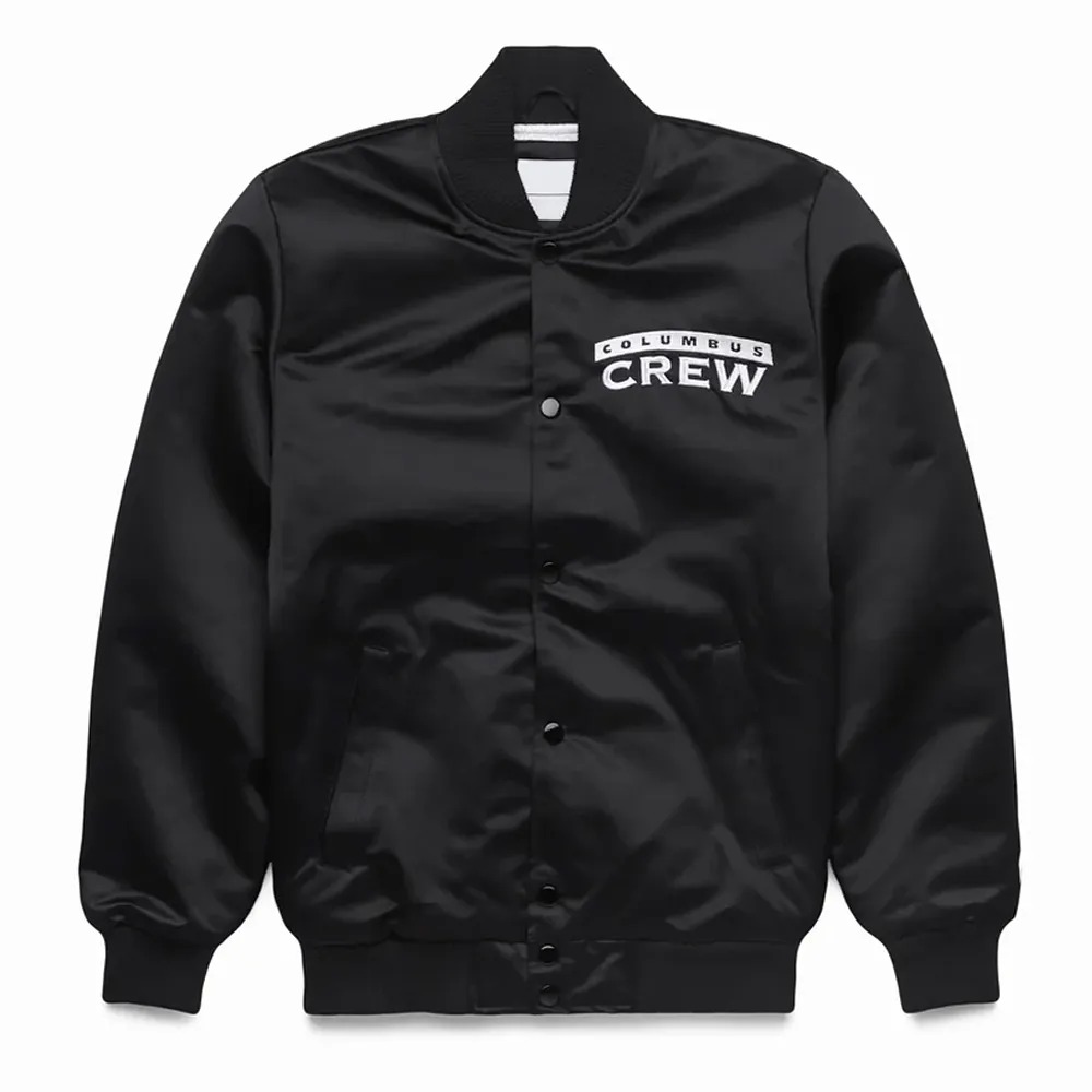 Columbus Crew Black Satin Bomber Jacket 1 Columbus Crew Black Satin Bomber Jacket - Modajacket