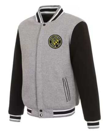Columbus Crew Varsity Grey and Black Fleece Jacket - Modajacket