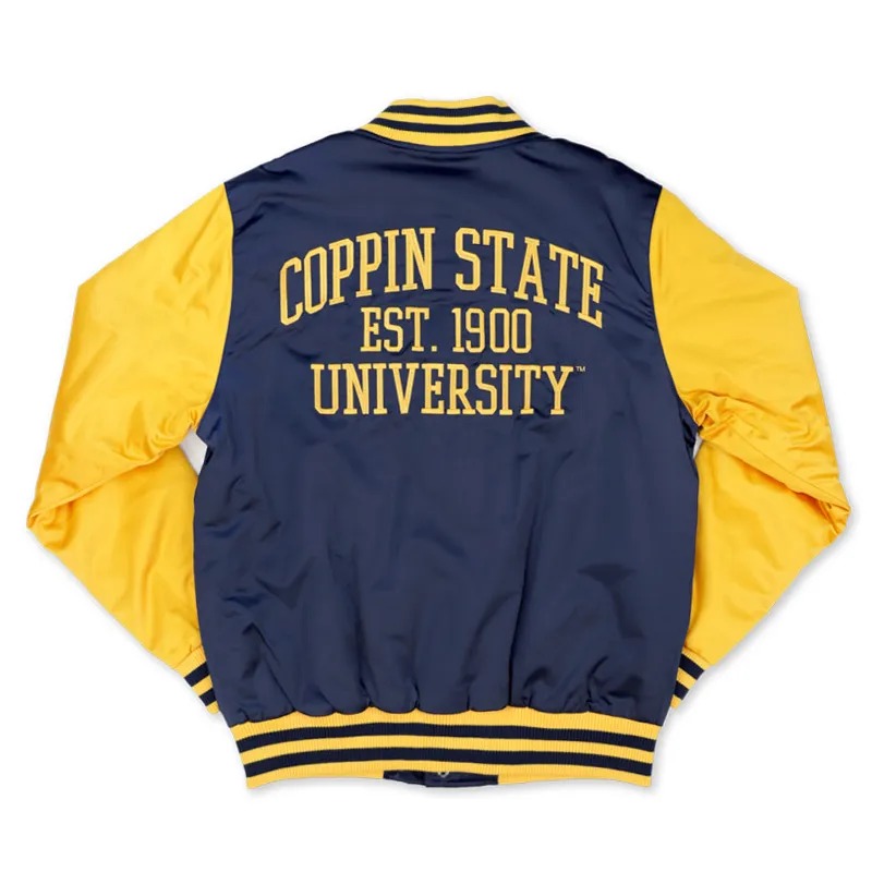 Coppin State Eagles Navy and Gold Jacket 2 Coppin State Eagles Navy and Gold Jacket