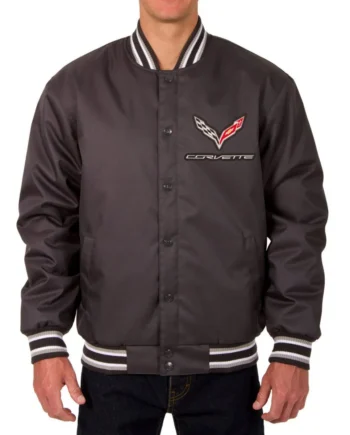 Varsity Corvette Black Satin Jacket - Modajacket