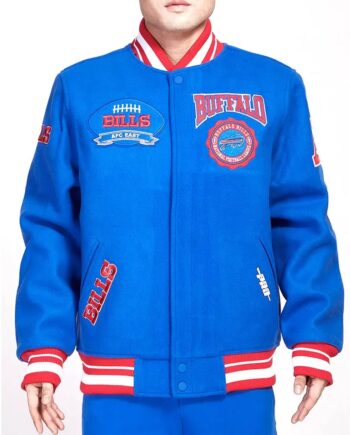Buffalo Bills Crest Emblem Royal Varsity Jacket - Modajacket