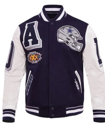 Dallas Cowboys Mashup Rib Varsity Wool/Leather Varsity Jacket - Modajacket