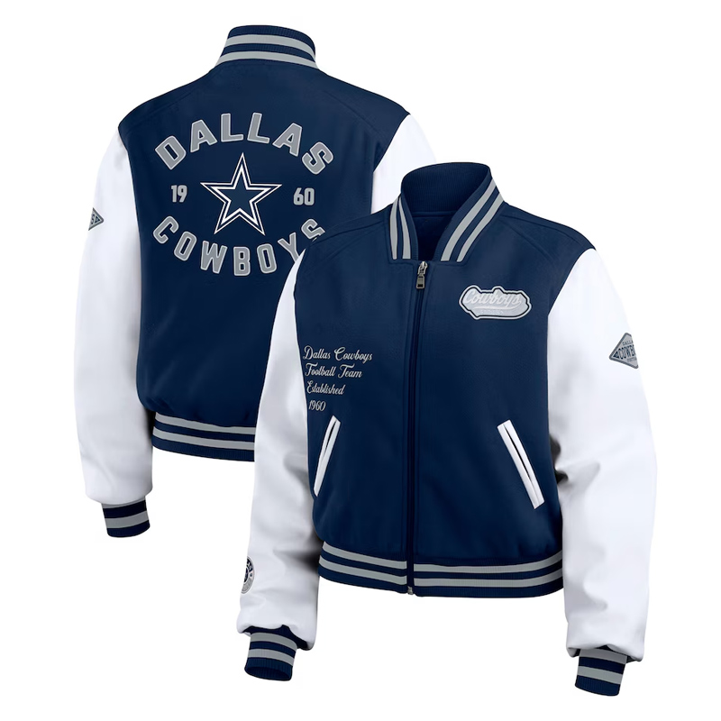 Navy/White Dallas Cowboys Varsity Full-Zip Jacket 3 Navy/White Dallas Cowboys Varsity Full-Zip Jacket