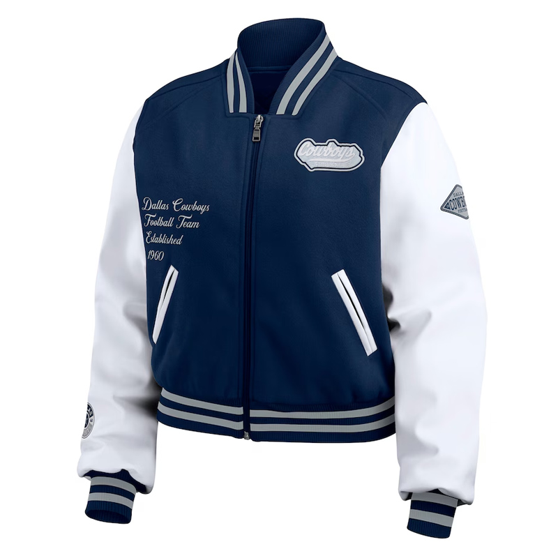 Navy/White Dallas Cowboys Varsity Full-Zip Jacket 1 Navy/White Dallas Cowboys Varsity Full-Zip Jacket - Modajacket