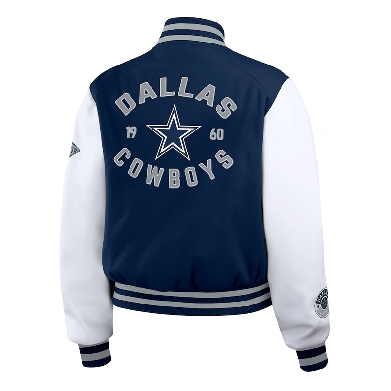 Navy/White Dallas Cowboys Varsity Full-Zip Jacket 2 Navy/White Dallas Cowboys Varsity Full-Zip Jacket