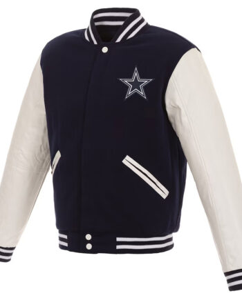 Dallas Cowboys Navy Blue and White Varsity Jacket - Modajacket