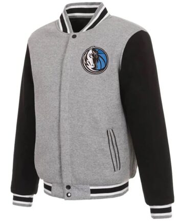 Dallas Mavericks Gray and Black Varsity Wool Jacket - Modajacket