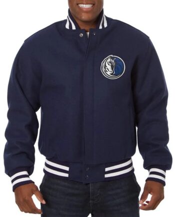 Dallas Mavericks Navy Blue Varsity Wool Jacket - Modajacket