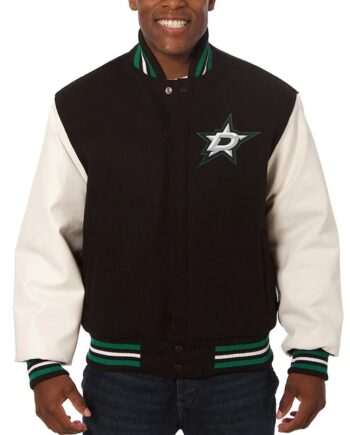Varsity Dallas Stars Black and White Two-Tone Jacket - Modajacket