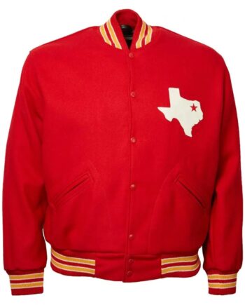 Travis Kelce Dallas Texans Red Varsity Wool Jacket - Modajacket