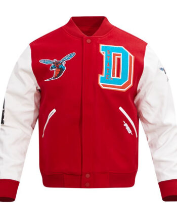University Delaware State Red and White Varsity Jacket - Modajacket