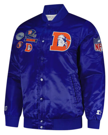 Denver Broncos Exclusive Royal Varsity Satin Jacket - Modajacket