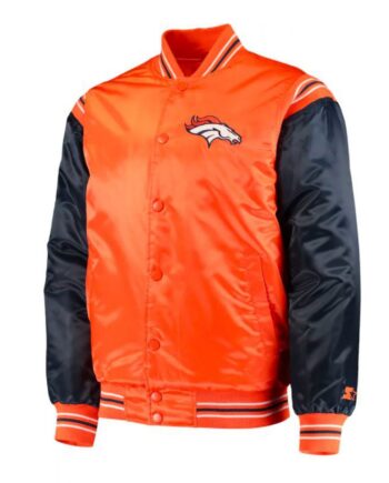 Denver Broncos Blue and Orange Varsity Satin Jacket - Modajacket