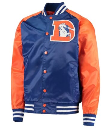 Denver Broncos Lead-Off Orange and Royal Blue Varsity Satin Jacket - Modajacket