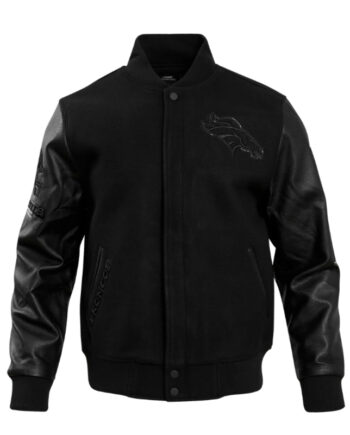 Denver Broncos Triple Black Varsity Wool/Leather Jacket - Modajacket