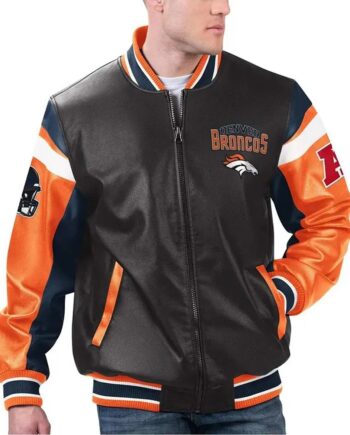 Denver Broncos Black Varsity Full-Zip Leather Jacket - Modajacket