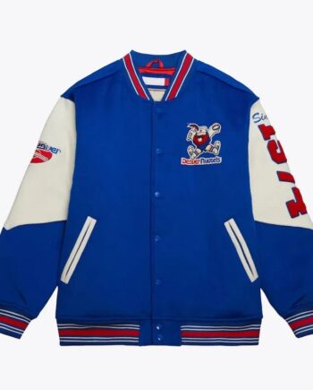Denver Nuggets Team History Royal Vintage Logo Varsity Jacket - Modajacket