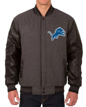 Detroit Lions Varsity Jacket Black Charcoal - Modajacket