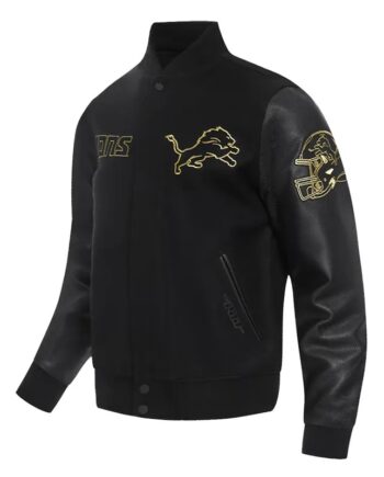 Detroit Lions Full-Zip Black Varsity Jacket - Modajacket
