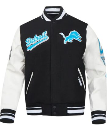 Script Tail Detroit Lions Classic Rib Varsity Jacket - Modajacket