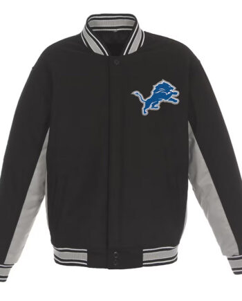 Detroit Lions Black and Gray Varsity Wool Jacket - Modajacket