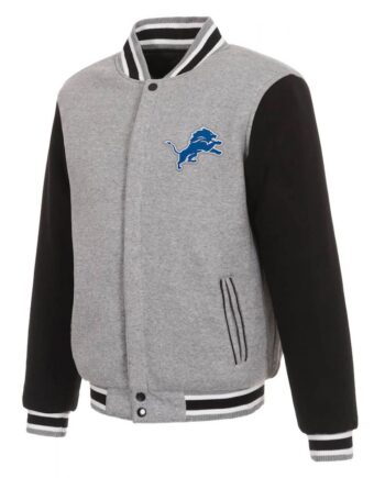 Varsity Detroit Lions Grey and Black Wool Jacket - Modajacket