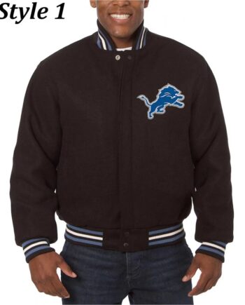 Varsity Detroit Lions Embroidered Black Wool Jacket - Modajacket
