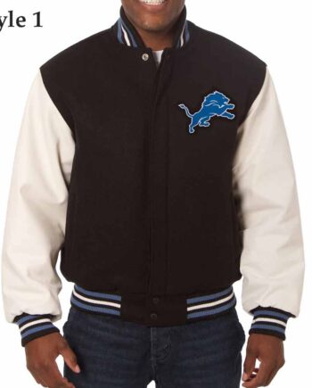 Detroit Lions Black and White Varsity Jacket - Modajacket