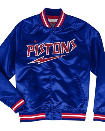 Detroit Pistons Lightweight Blue Satin Jacket - Modajacket