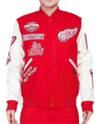 Detroit Red Wings Animal Patches Red Varsity Jacket - Modajacket