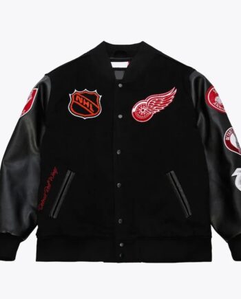 Detroit Red Wings Black Out Varsity Jacket - Modajacket