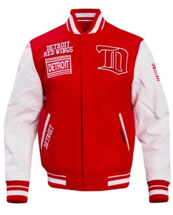 Detroit Red Wings Retro Classic Rib Varsity Jacket - Modajacket
