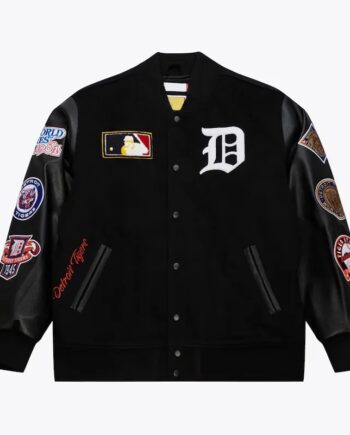 Detroit Tigers Black Out Vintage Logo Varsity Jacket - Modajacket